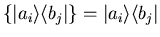 $\{\vert a_i\rangle\langle b_j\vert\}=\vert a_i\rangle\langle b_j\vert$