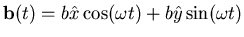 ${\bf b}(t)=b{\hat x}\cos(\omega t)+b{\hat y}\sin(\omega t)$