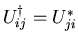 $U^{\dag }_{ij}=U^*_{ji}$