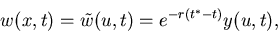 \begin{displaymath}w(x,t)=\tilde{w}(u,t) = e^{-r(t^*-t)} y(u,t),
\end{displaymath}